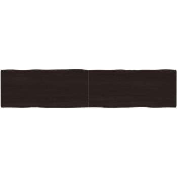 VidaXL Rectangular Live-edge Table Top in Dark Brown Treated Solid Wood 180x40x(2-4) cm