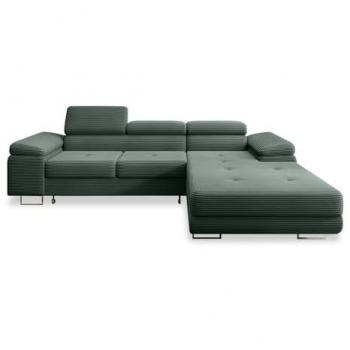 Velours Côtelé Vert Angle Droit Convertible 6 Places – INTENSE DECO