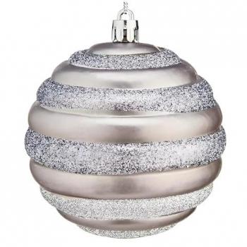 Décoration lumineuse en plastique argenté, 8 cm de rayon