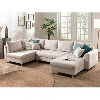 Skandi 7-Sitzer Wohnlandschaft Lisa Design Rune Beige mit Linkeinstellung