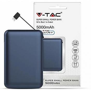 Banque de Puissance V-TAC 5000mAh avec câble USB-C intégré