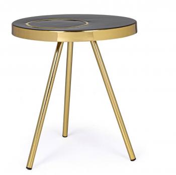 Mesa Kesar 40 cm Negra con Patas Metálicas