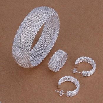 Ensemble rétro en maille tissée, argent sterling