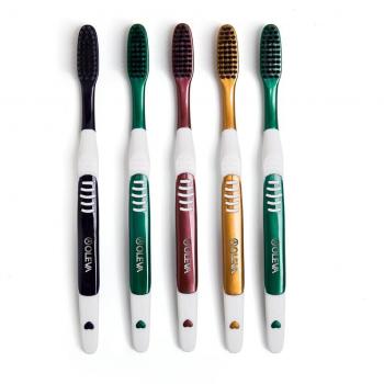 Aoleva 5-Brush Soft Manual Toothbrush Set – Black Charcoal Bristles, Medium, Adult Use