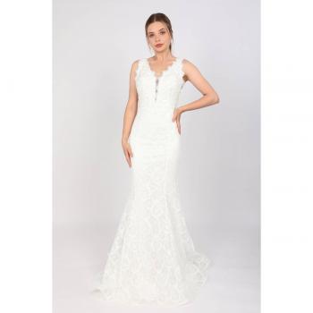 Rochie elegante con spalline in cristallo bianco 38 brillante