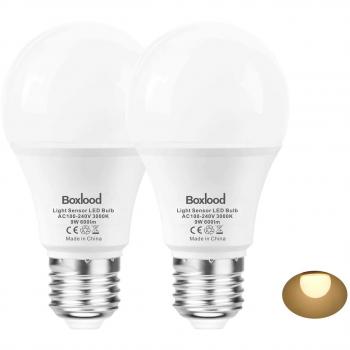 Lampadina LED E27 con Sensore Crepuscolare 9W 3000K, 2 Pezzi