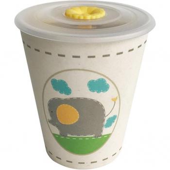 260 mL Bamboo Bunny & Bear Mug, Kawaii Cartoon, Lid Included