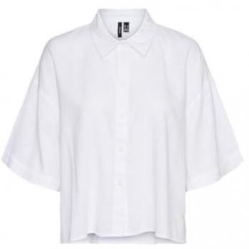 Chemise mixte en lin blanc, manches courtes – Vero Moda EU36