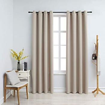 VidaXL Thermal Insulated Curtains with Metal Rings 2 pcs Beige 140x175 cm