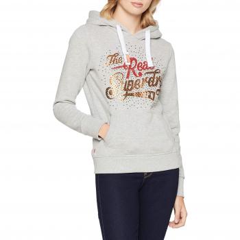 Suéter Superdry Rock Rhinestone Entry Hood para Mujer, Gris (Grey Marl)
