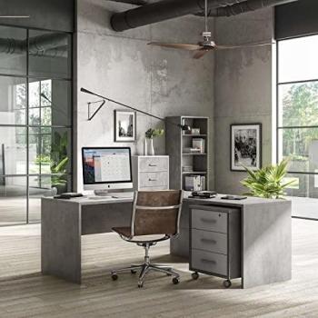 Scrivania Angolare Moderna in Cemento con Angolo Destro 180x169x H76 Cm
