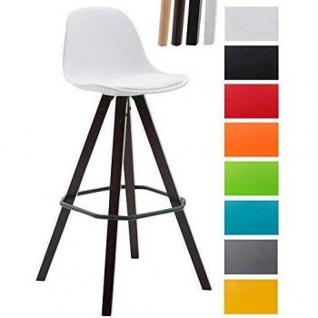 Barhocker Franklin Kunstlederbezug Eckiges Holzgestell Weiß Cappuccino