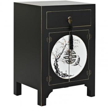 Mesilla Noche DKD Abeto en MDF Blanco/Dorado