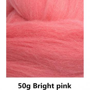 50g Bright Pink Short Fiber Wool for Needle Felting