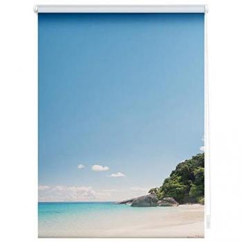 Klemmfix Verdunkelungsrollo Südseeinsel Blau ohne Bohren 80x150 cm