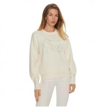 Guess Maglione W4BR07 Z26I2 CREAM con maxi logo paillettes