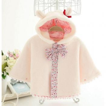 Winter Baby Girl Cloak with Bow Knot and Tassels (0-2T)