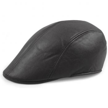 Vintage Leather Biker Beret for Men