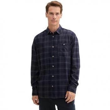 TOM TAILOR Herrenhemd mit Karomuster, navy, Größe XL