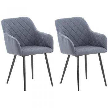 Pack Double Chaise Shila – Piètement Noir, Revêtement Gris Foncé