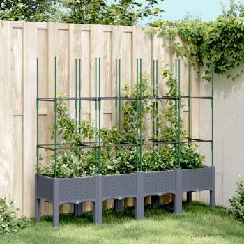 VidaXL Garden Planter with Trellis Grey 160x40x142.5 cm PP