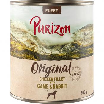 Corte Selecto de Pollo, Caza y Conejo 800 g – Purizon Puppy