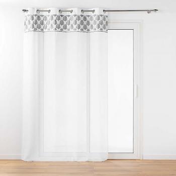 Rideau de Chambre Kasita Voilage 140x240 cm – Blanc avec Motif d'Œillets