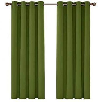 Deconovo Thermogardinen mit Ösen, 138x132cm, Apfelgrün, 2er Set