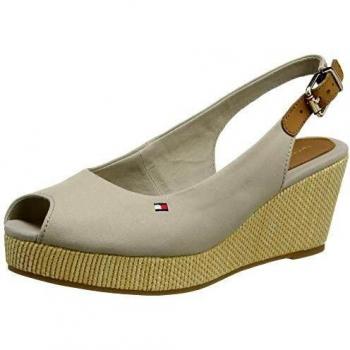 Tommy Hilfiger Damen Iconic ELBA Sling Back Wedge Peeptoe Sandalen, Beige (Stone Aep), 39 EU