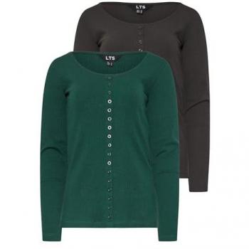 T-shirt Long Tall Sally boutonné en tissu épais 2 unités