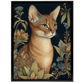 Nouveau Cat & Floral Elegance – 18x24 Canvas Print