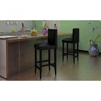 Tabourets de bar en similicuir noir (4 pcs)