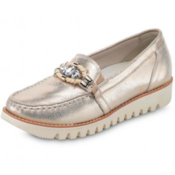 Waldschuh‑Gold 926502 Damen‑Leder‑Slippers, Wechselseitiges Fußbett, 7 ½