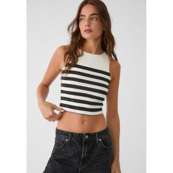 Stradivarius XS Top a Righe Nero