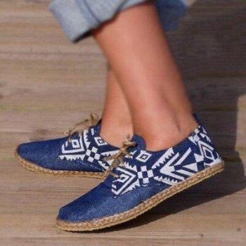 Chaussures Plates Élégantes Femme Bleu