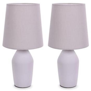 Matte Purple Ceramic Table Lamps Set with E14 LED Bulbs Warm White 3000K