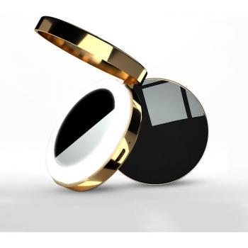 Compact Lighted Makeup Mirror with Travel Cable