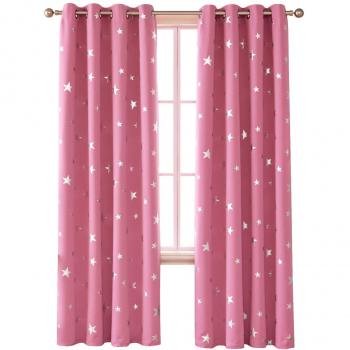 Deconovo Blackout Eyelet Thermal Insulated Energy Saving Childrens Curtains | Ready Made Curtains UK -2 Panels