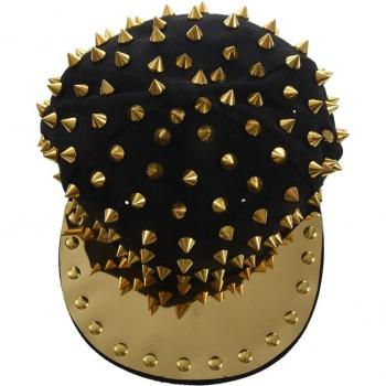 Punk Style Black Cap with Gold Studs