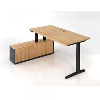 Kombination aus Sitz-Stehtisch und modernem Sideboard in Eiche-Graphit