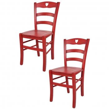 Cuore en Madera de Haya (Roja) – Set 2 Sillas Tommychairs