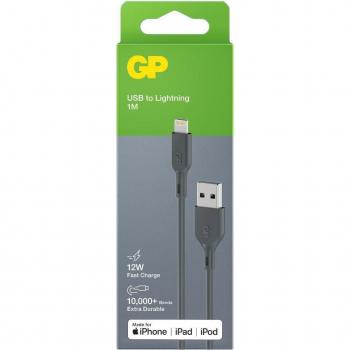 GP Batterier Lightning Kabel 1m USB-A Grå