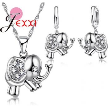 Ensemble collier et boucles d'oreilles en argent 925 éléphant