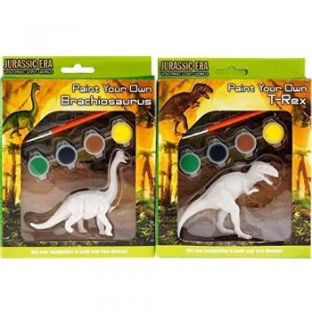 Two-Pack Paintable Dinosaurs: DIY T‑Rex & Brachiosaurus Mini Sets