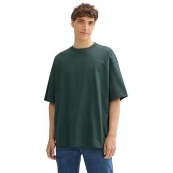 TOM TAILOR DENIM Herren Oversized Basic T-Shirt, Dunkelgrau-Grün, Gr. S