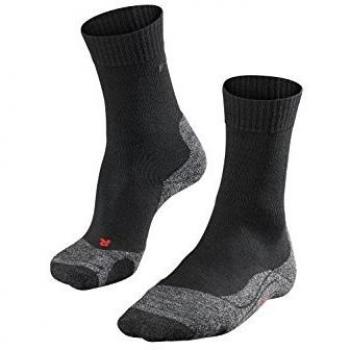 Falke TK2 Medium Volume Ergonomic Cushioned Trekking Socks for Men (Black, Size 5.5-7.5)