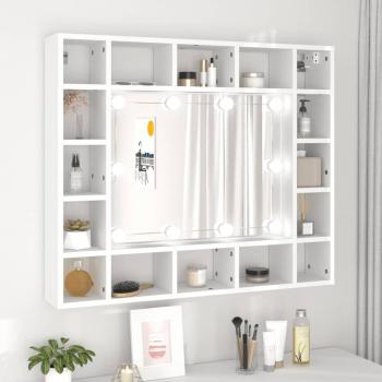 Mueble Con Espejo Y Led Blanco 91x15x76.5 Cm