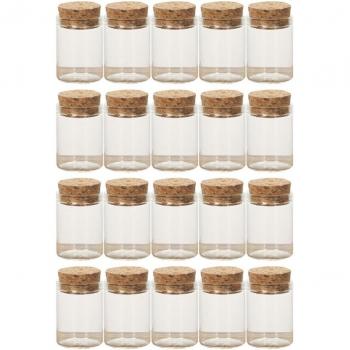 25PCS Mini Glass Bottles with Cork for Subpacking, 3x4cm