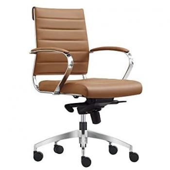 Sedia girevole Cadiz in pelle cognac