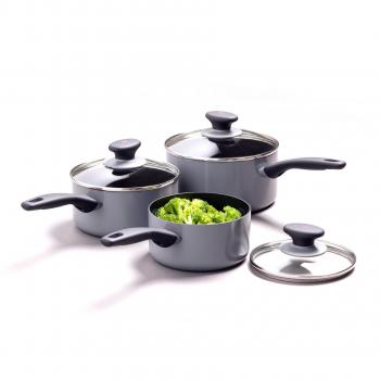 OXO Softworks Non-Stick Saucepan Set, Aluminium, Black, 3 pcs 16/18/20 cm